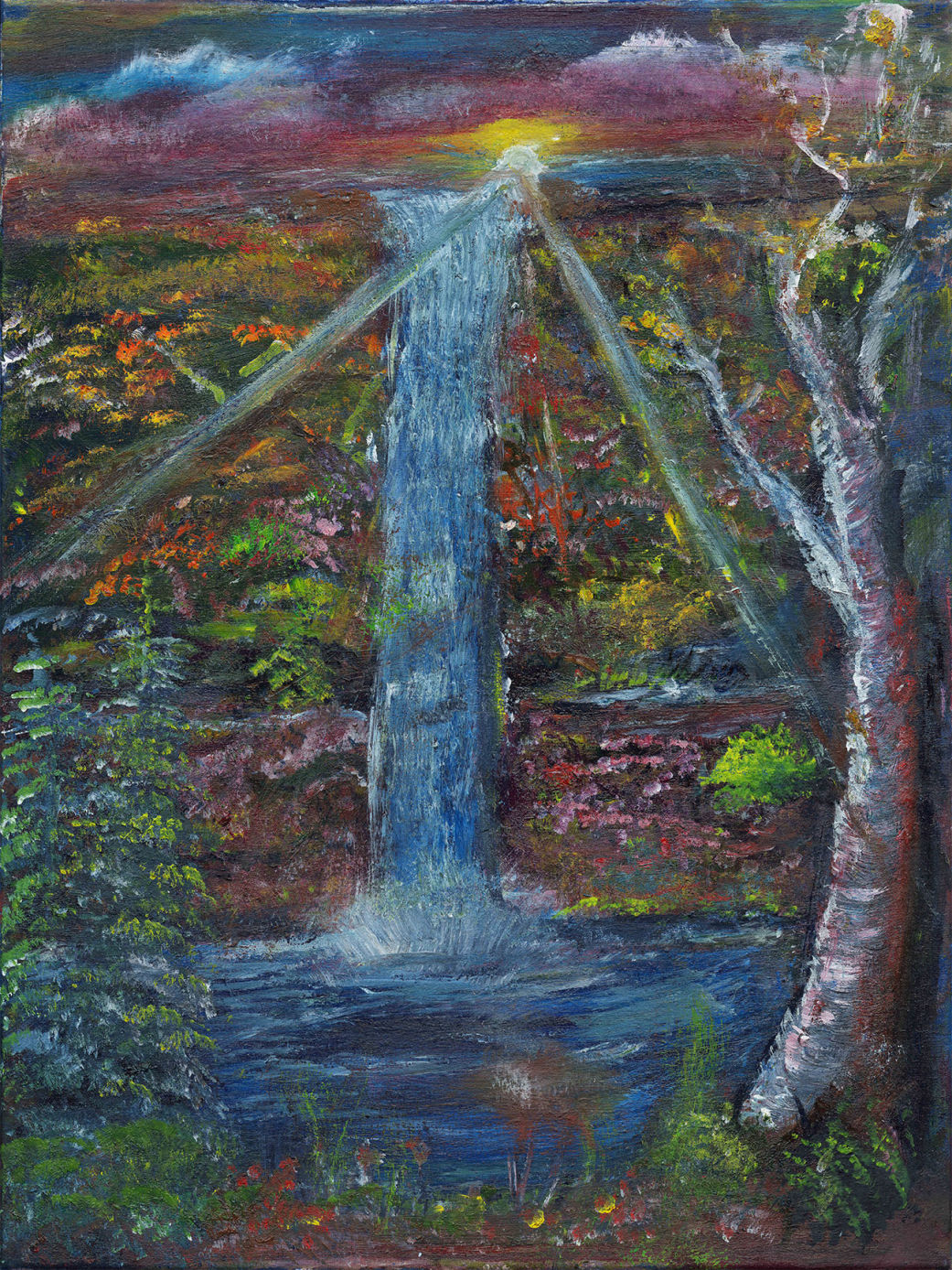 Enchanted Waterfalls (Oil on canvas) • Badave (aka David Tubiolo)